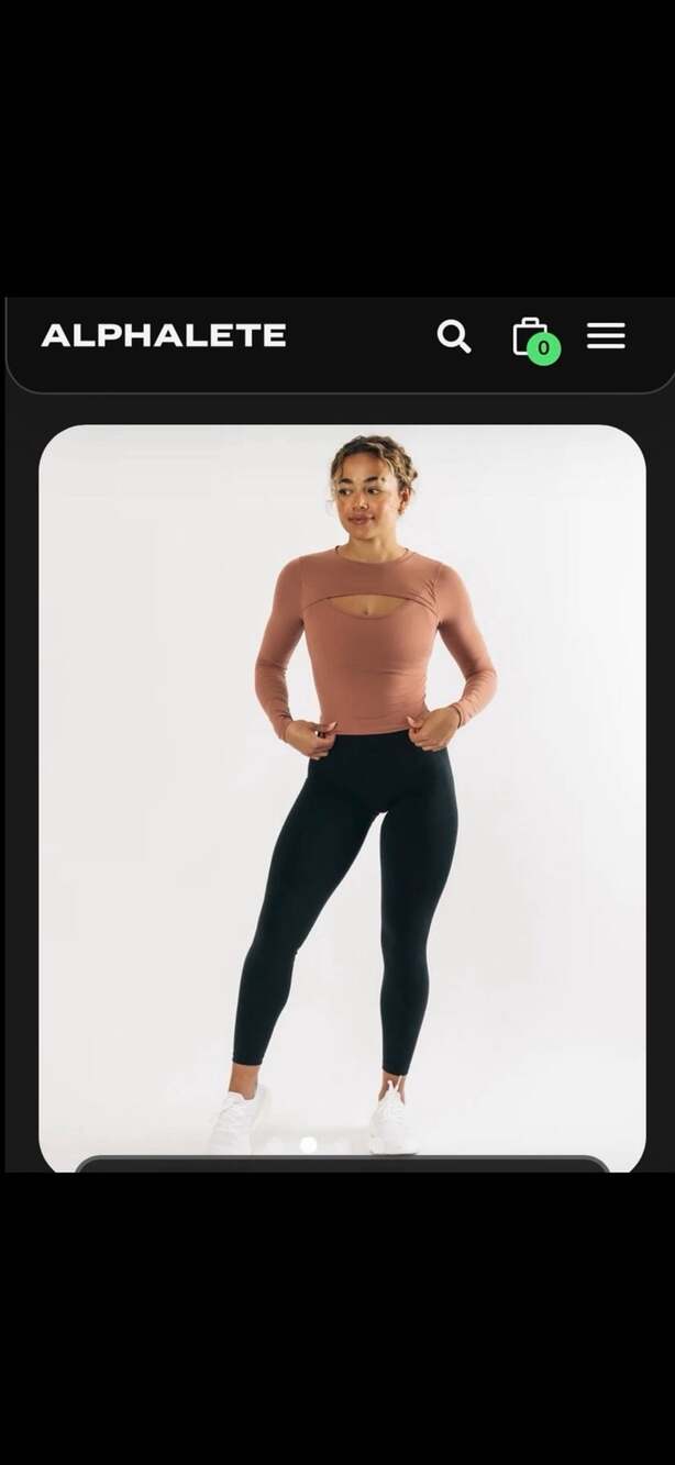 Alphalete Long Sleeve Crop Top charcoal, color, long sleeve